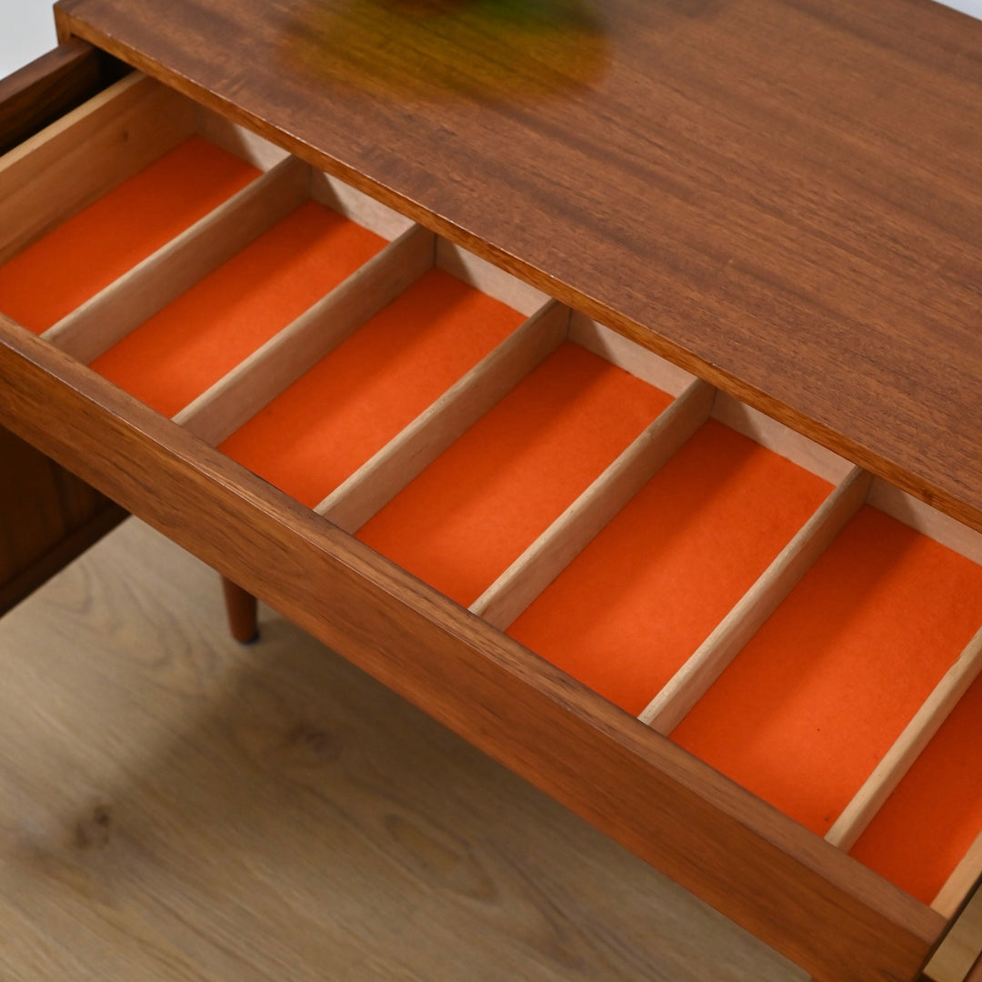 Mid Century Parker Teak LP Record Cabinet Square Handle