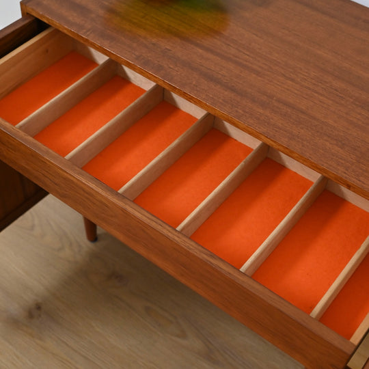 Mid Century Parker Teak LP Record Cabinet Square Handle