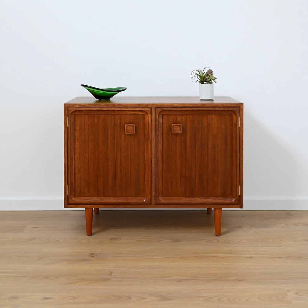 Mid Century Parker Teak LP Record Cabinet Square Handle