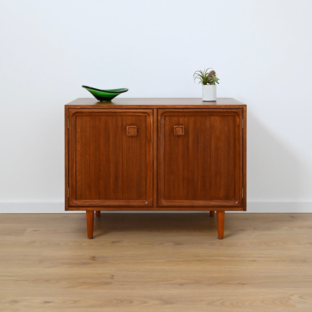 Mid Century Parker Teak LP Record Cabinet Square Handle