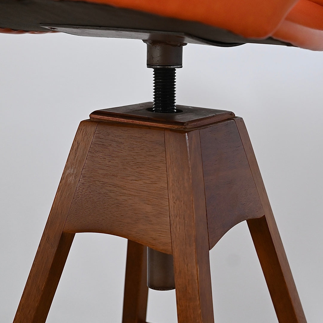 Mid Century Orange Terracotta Vinyl Swivel Bar Chair