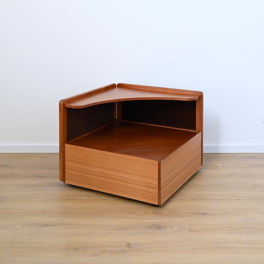 Mid Century Teak and Brown Velvet Modular 'Checkers' Playpen Sofa