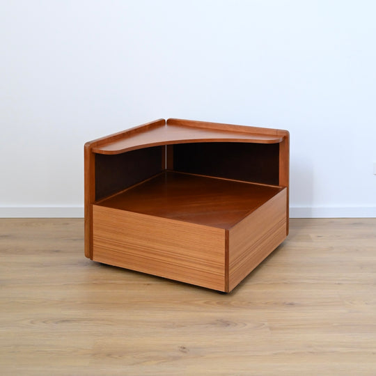 Mid Century Teak and Brown Velvet Modular 'Checkers' Playpen Sofa