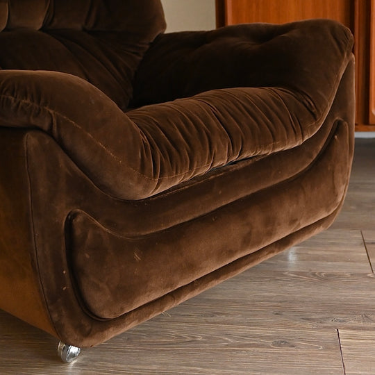 Retro 1970s Brown Velvet Armchair Occasional Chairs by NAMCO