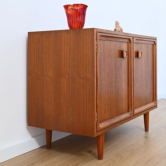 Mid Century Parker Teak LP Record Cabinet Square Handle