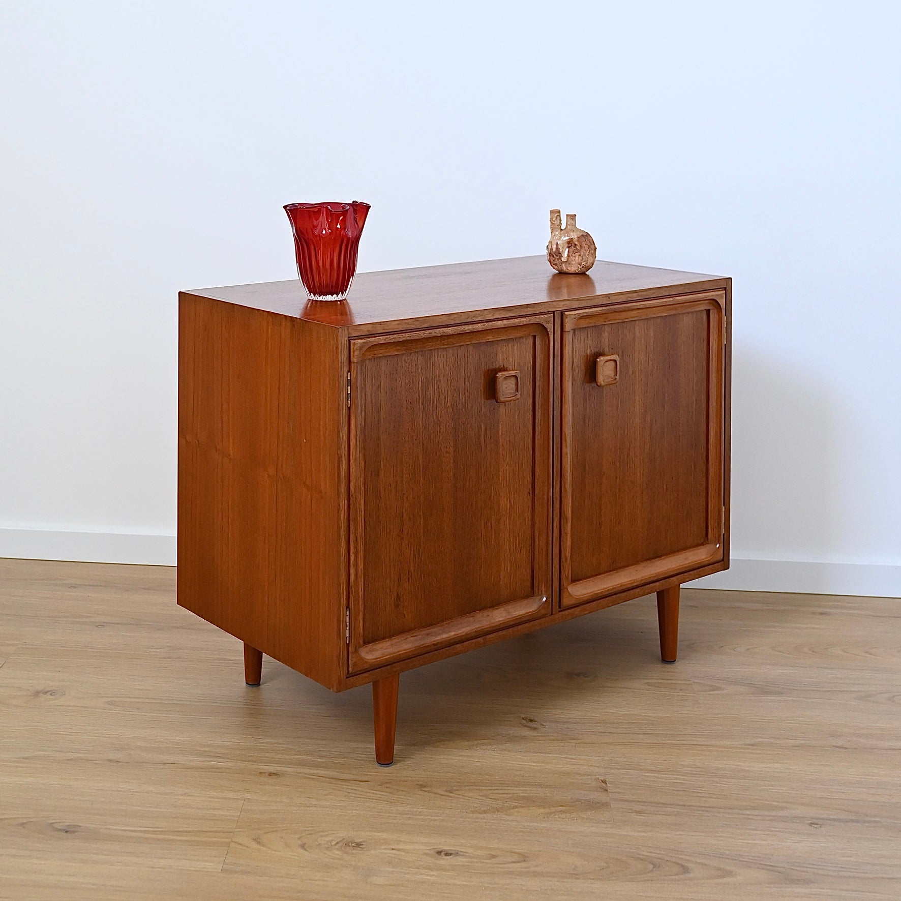 Mid Century Parker Teak LP Record Cabinet Square Handle