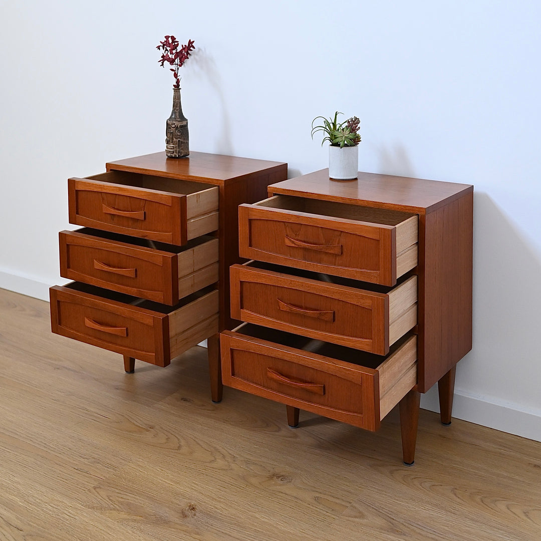 Mid Century Teak Bedside Tables by Berryman