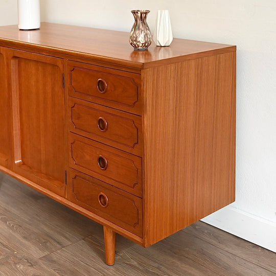 Mid Century Teak Sideboard LP Record Cabinet with Drawers by Chiswell