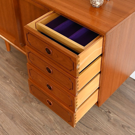 Mid Century Teak Sideboard LP Record Cabinet with Drawers by Chiswell