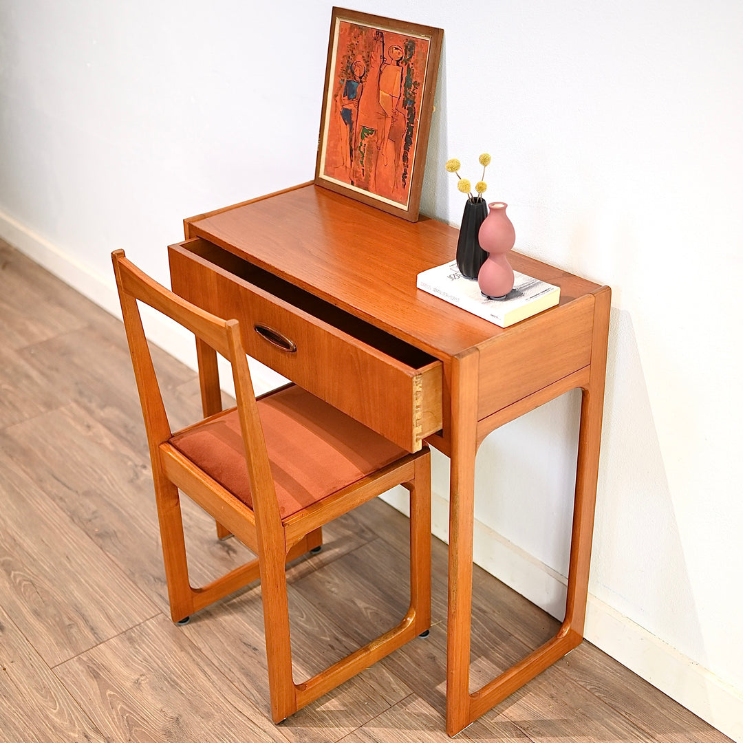 Mid Century Teak Console Desk with Chair by Fler