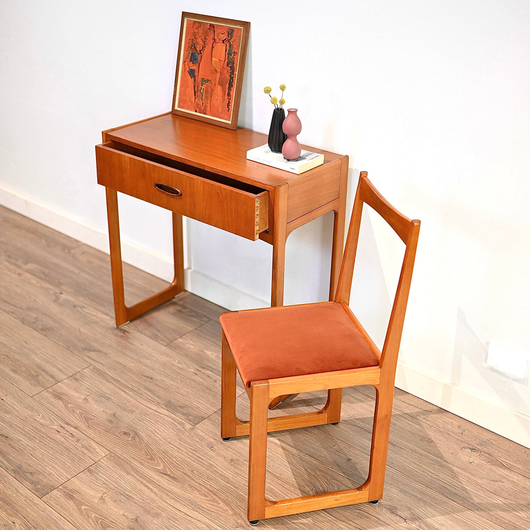 Mid Century Teak Console Desk with Chair by Fler