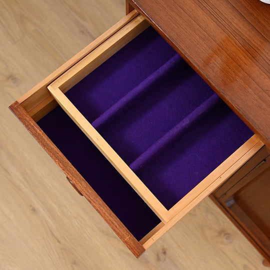 Mid Century Walnut Sideboard LP Record Cabinet with Drawers by Chiswell