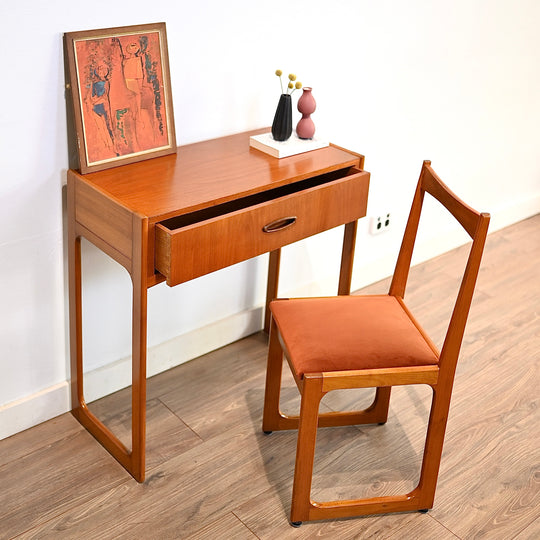 Mid Century Teak Console Desk with Chair by Fler