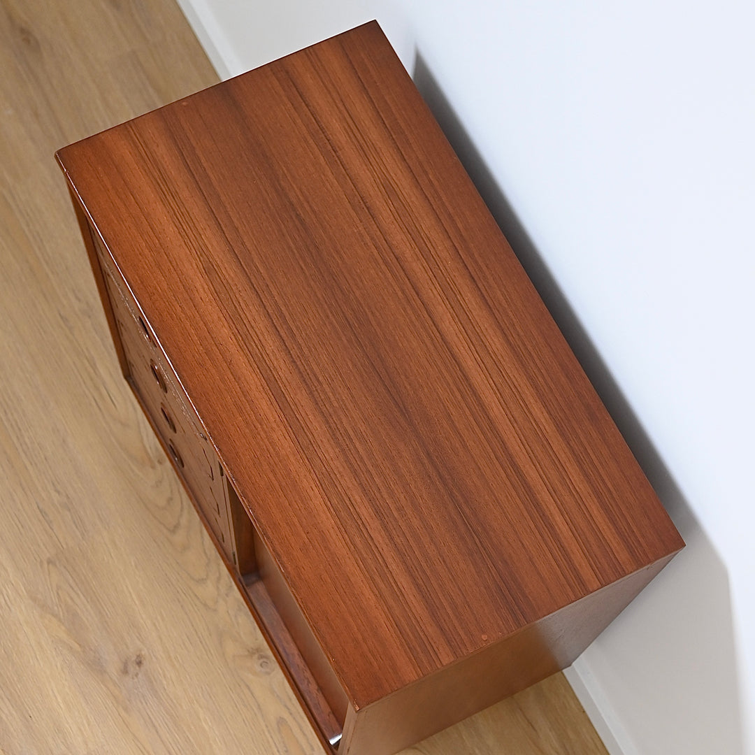 Mid Century Walnut Sideboard LP Record Cabinet with Drawers by Chiswell