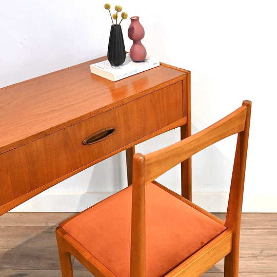 Mid Century Teak Console Desk with Chair by Fler