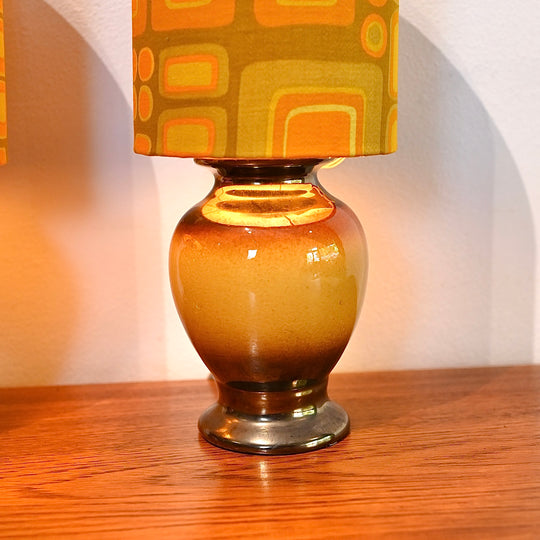 Retro Mid Century Ellis Style Bedside Lamp Pair