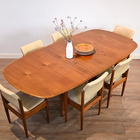 Parker Teak Mid Century Extendable Elliptical Dining Table