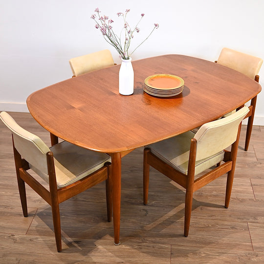 Parker Teak Mid Century Extendable Elliptical Dining Table