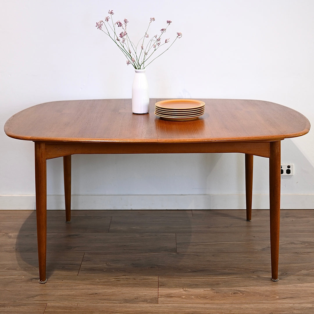 Parker Teak Mid Century Extendable Elliptical Dining Table