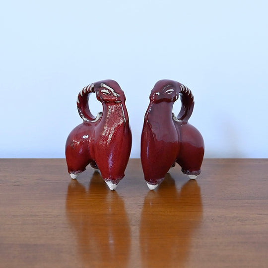 Pair of Mid Century Glazed Goats