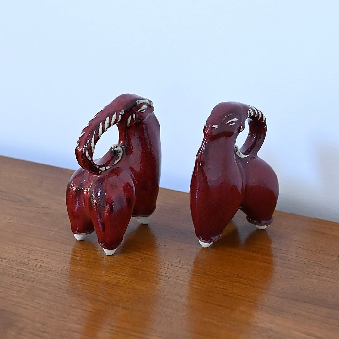 Pair of Mid Century Glazed Goats