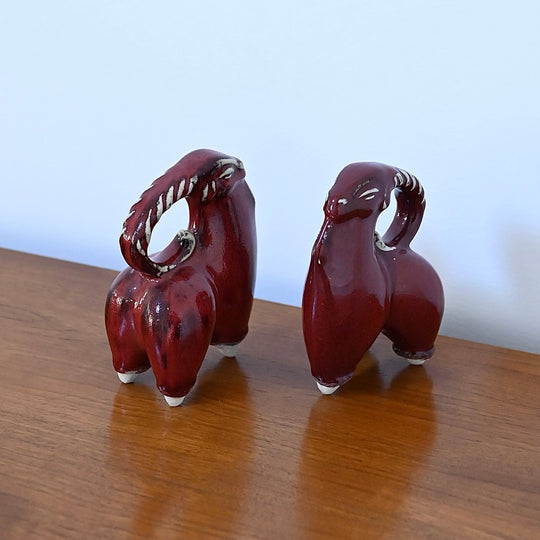 Pair of Mid Century Glazed Goats