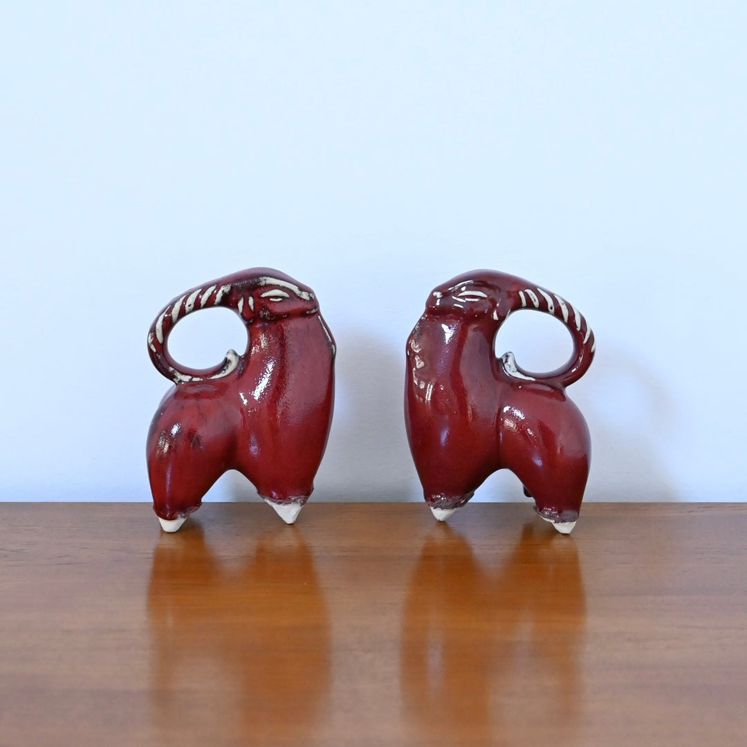 Pair of Mid Century Glazed Goats