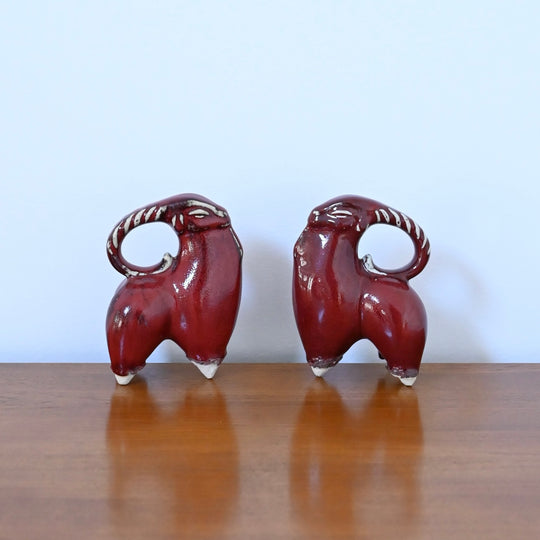 Pair of Mid Century Glazed Goats