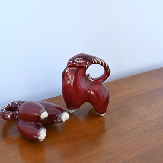 Pair of Mid Century Glazed Goats