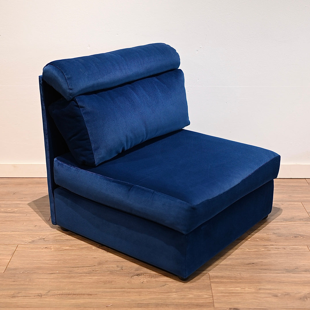 Retro 80s Blue Velvet Modular Playpen Sofa Lounge