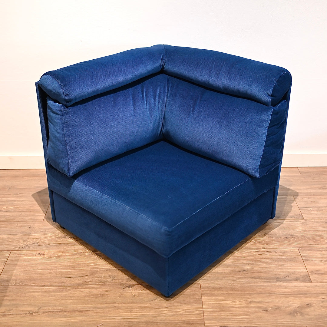 Retro 80s Blue Velvet Modular Playpen Sofa Lounge