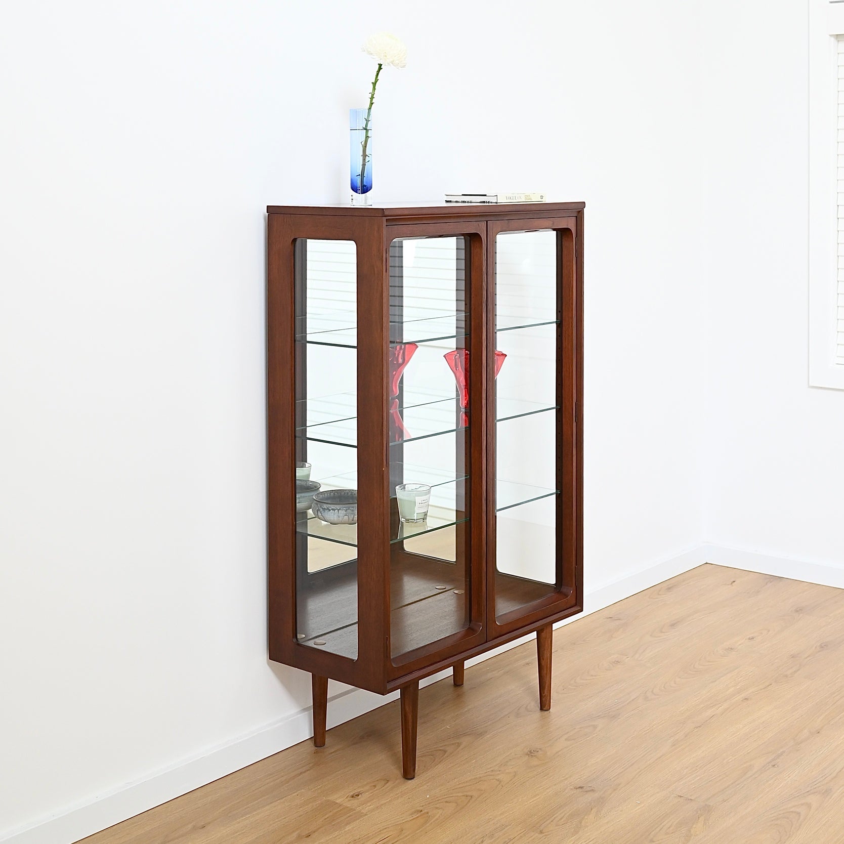 Mid Century Walnut Sideboard Display Cabinet by Chiswell
