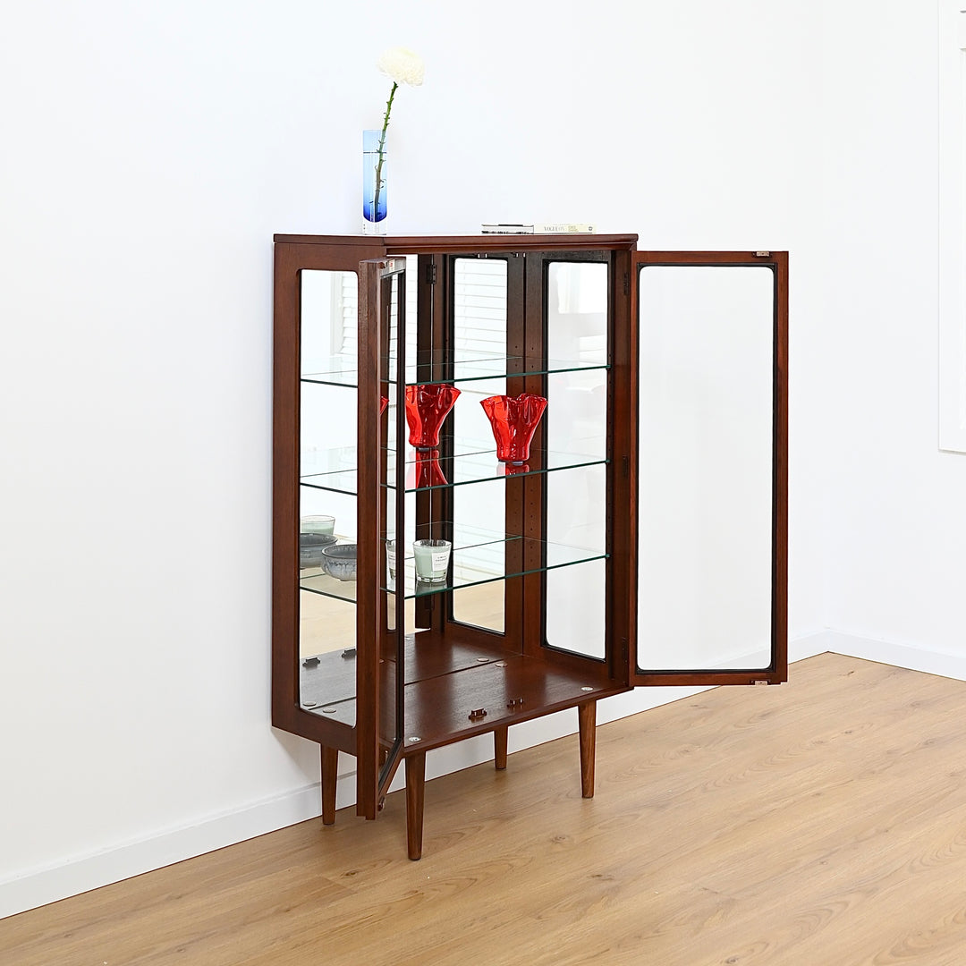 Mid Century Walnut Sideboard Display Cabinet by Chiswell