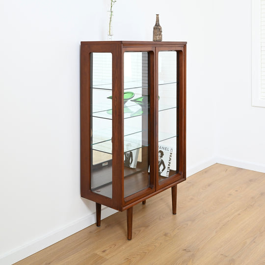 Mid Century Walnut Sideboard Display Cabinet by Chiswell