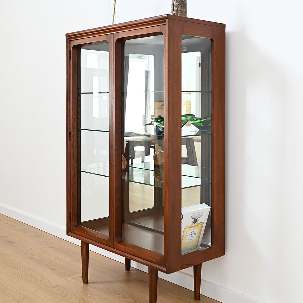 Mid Century Walnut Sideboard Display Cabinet by Chiswell
