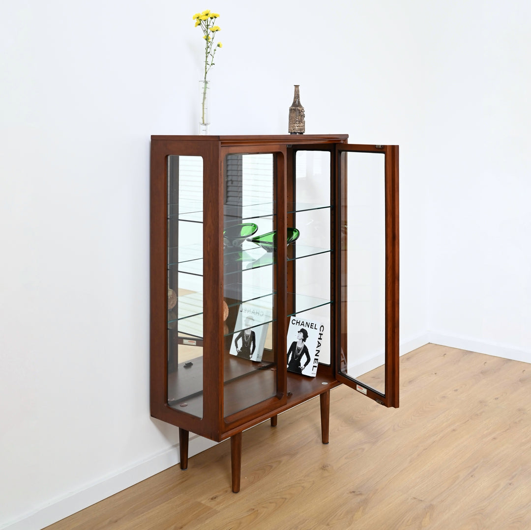 Mid Century Walnut Sideboard Display Cabinet by Chiswell