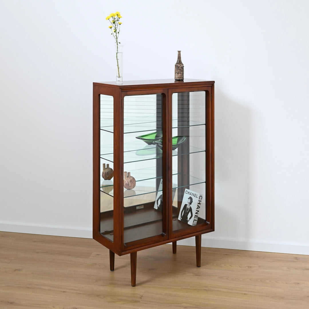 Mid Century Walnut Sideboard Display Cabinet by Chiswell