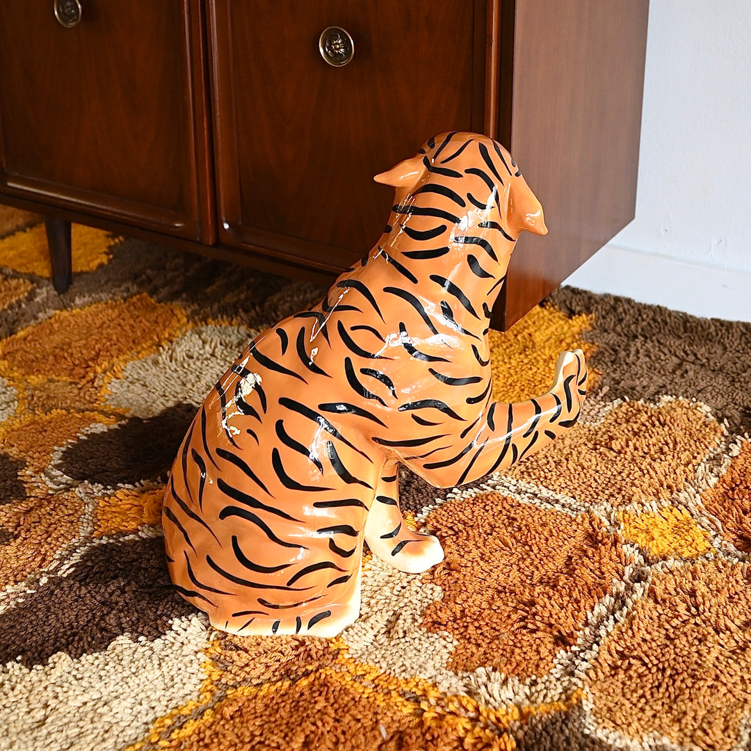 Retro Vintage Ceramic Tiger Statue