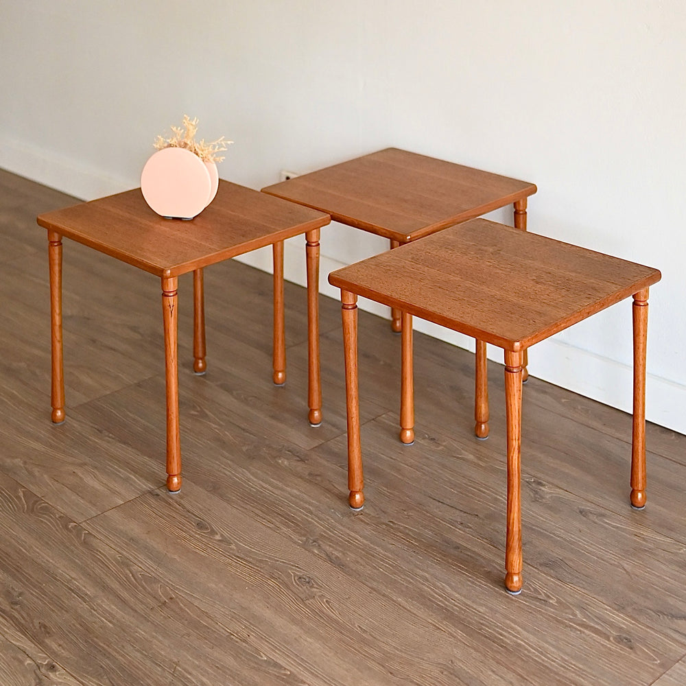Mid Century Teak Coffee Side Table Trio by Chiswell