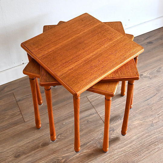 Mid Century Teak Coffee Side Table Trio by Chiswell