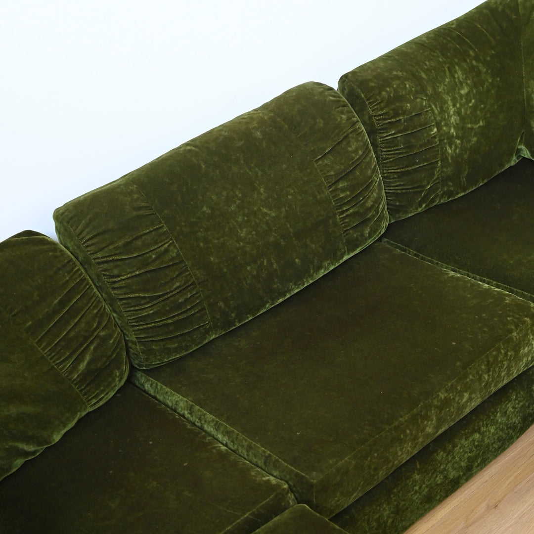Mid Century Forest Green Velvet Playpen Modular Sofa