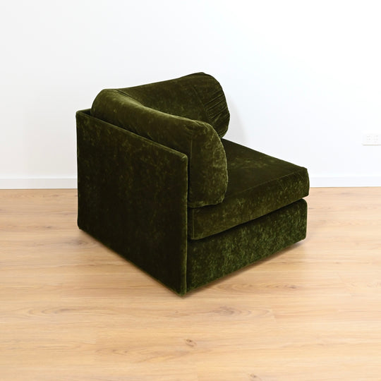 Mid Century Forest Green Velvet Playpen Modular Sofa