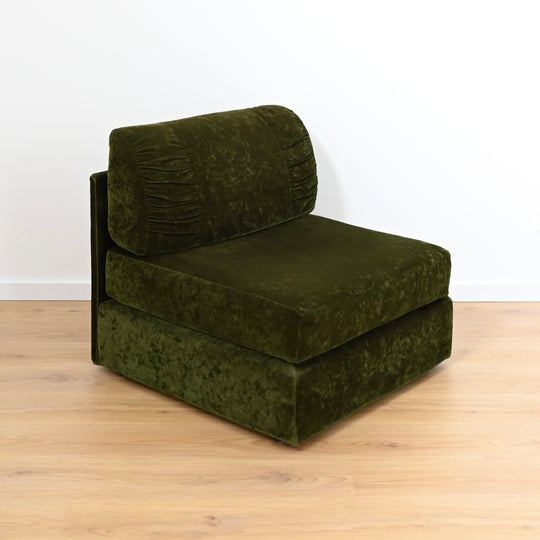 Mid Century Forest Green Velvet Playpen Modular Sofa