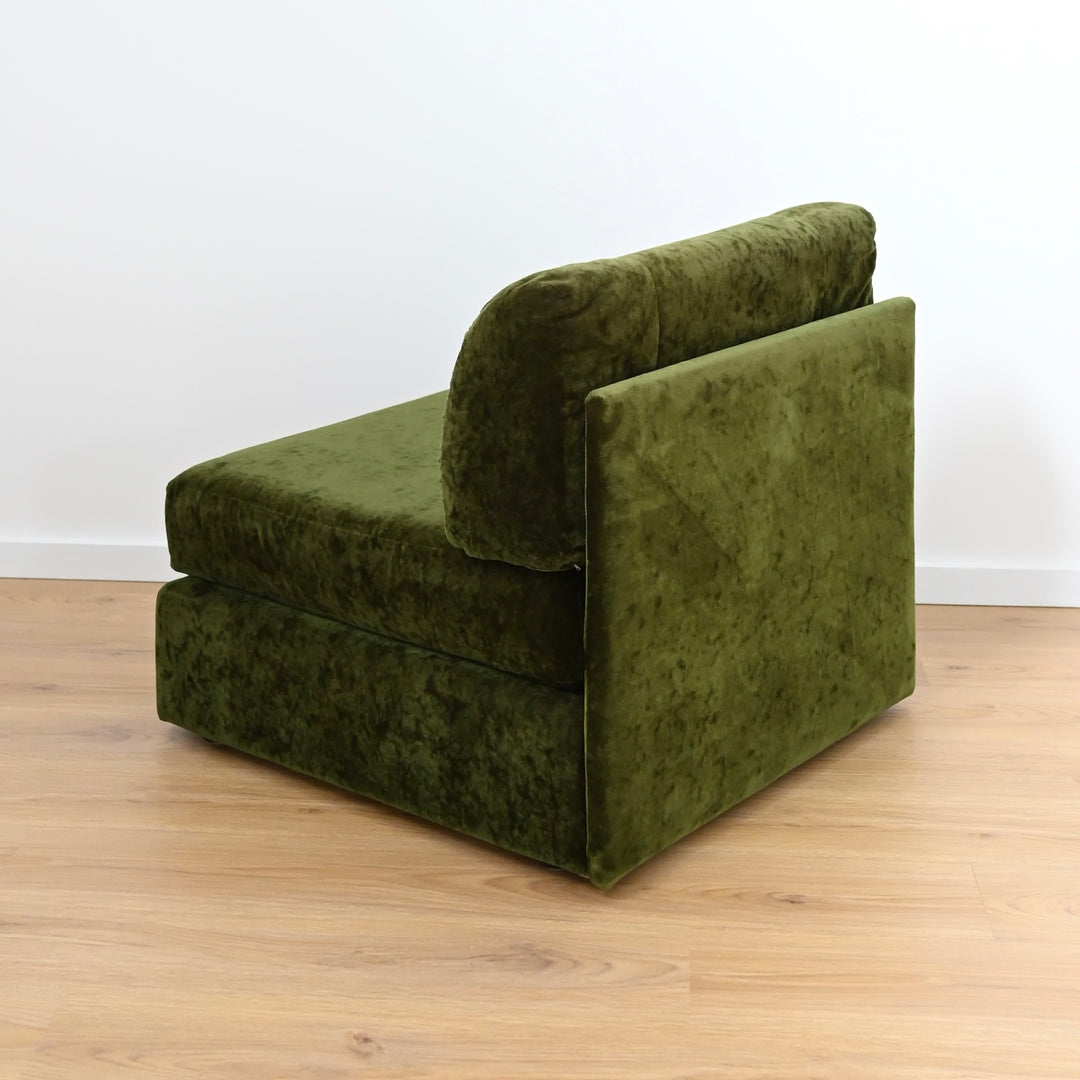 Mid Century Forest Green Velvet Playpen Modular Sofa