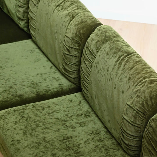 Mid Century Forest Green Velvet Playpen Modular Sofa