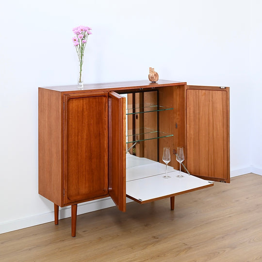 Mid Century Teak Sideboard Credenza Bar Cabinet by Chiswell