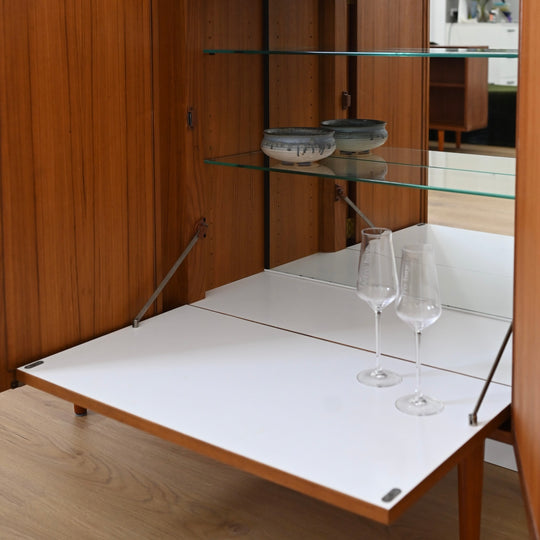 Mid Century Teak Sideboard Credenza Bar Cabinet by Chiswell