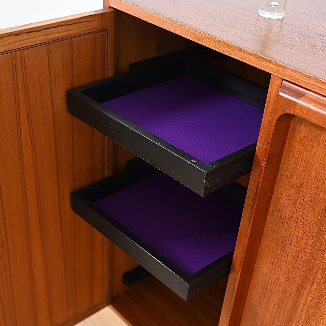 Mid Century Teak Sideboard Credenza Bar Cabinet by Chiswell