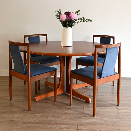 4x Parker Teak T-Back Dining Chairs