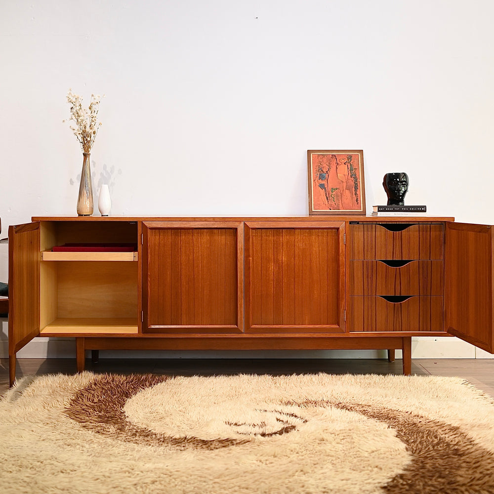 Mid Century Teak Sideboard Record Cabinet by Wrightbilt